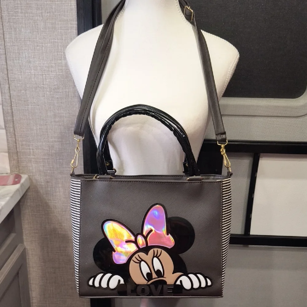 Minnie Mouse Tote/Hand/Shoulder/Crossbody Bag W/ Holographic Minnie, New